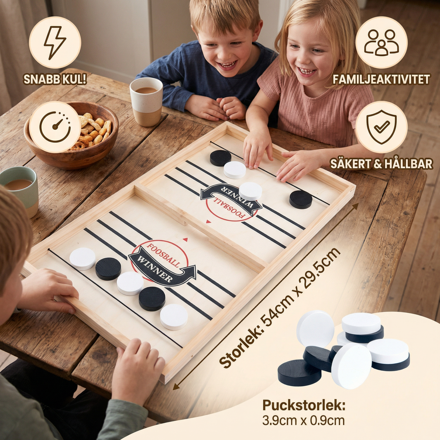 Slingpuck Spel i Trä – Snabbt och Roligt Bordspel