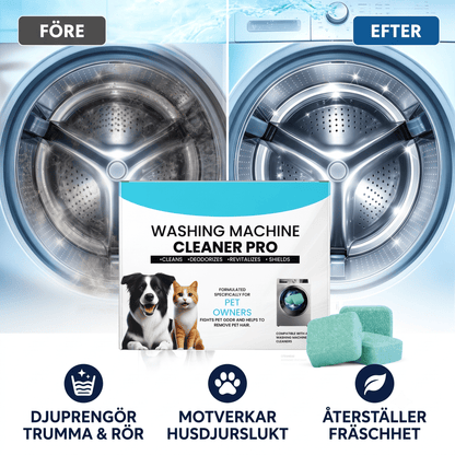 WashCore – Rengöringstabletter för Tvättmaskin mot Djurhår och Lukt – Djuprengöring
