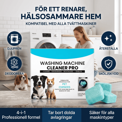 WashCore – Rengöringstabletter för Tvättmaskin mot Djurhår och Lukt – Djuprengöring
