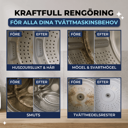 WashCore – Rengöringstabletter för Tvättmaskin mot Djurhår och Lukt – Djuprengöring