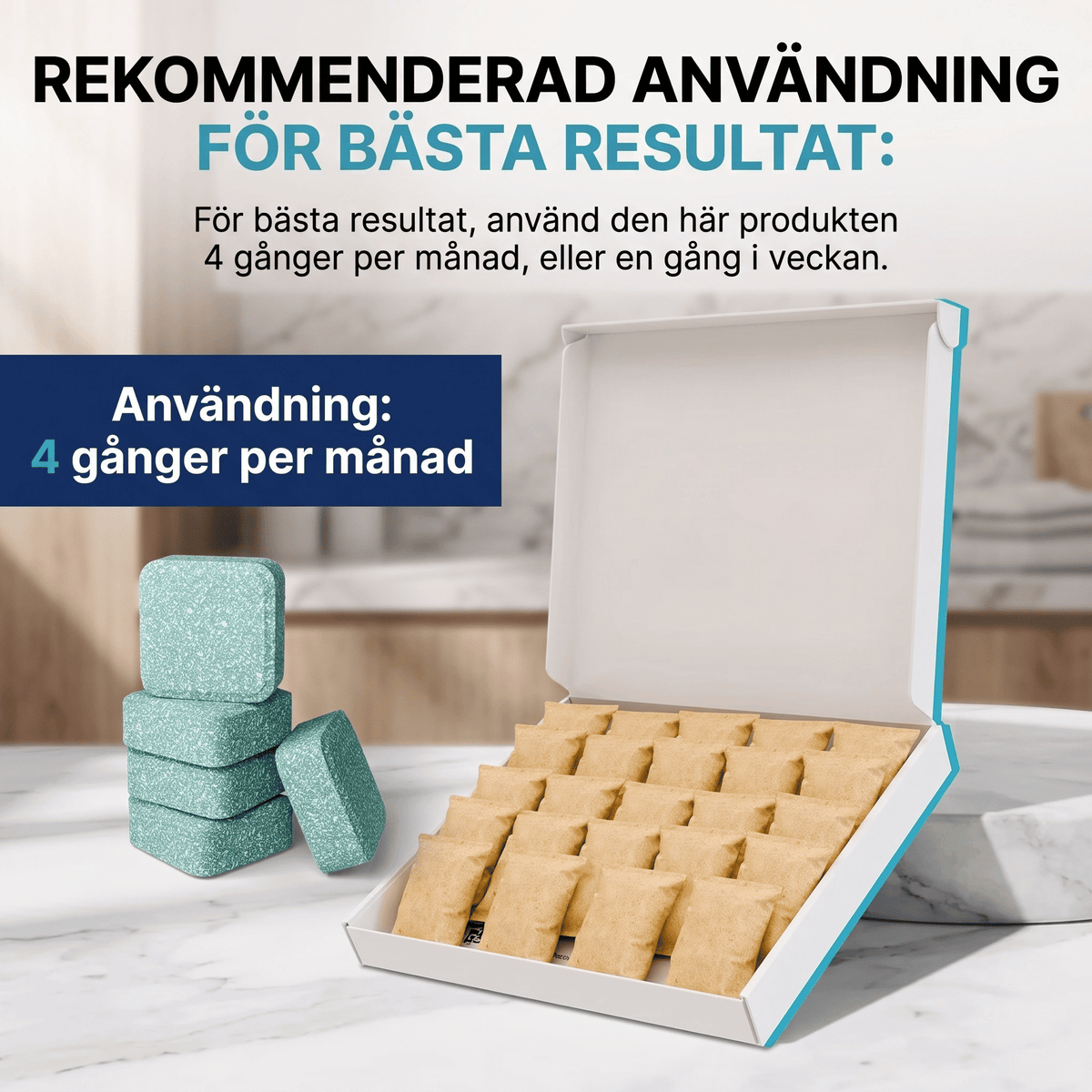 WashCore – Rengöringstabletter för Tvättmaskin mot Djurhår och Lukt – Djuprengöring