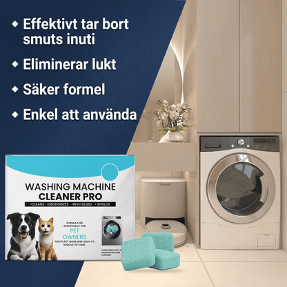 WashCore – Rengöringstabletter för Tvättmaskin mot Djurhår och Lukt – Djuprengöring