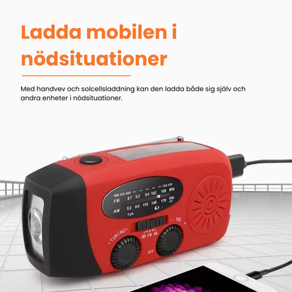 Portabel Nödradio – Solcellsladdning & Handvev för Kris & Friluftsliv