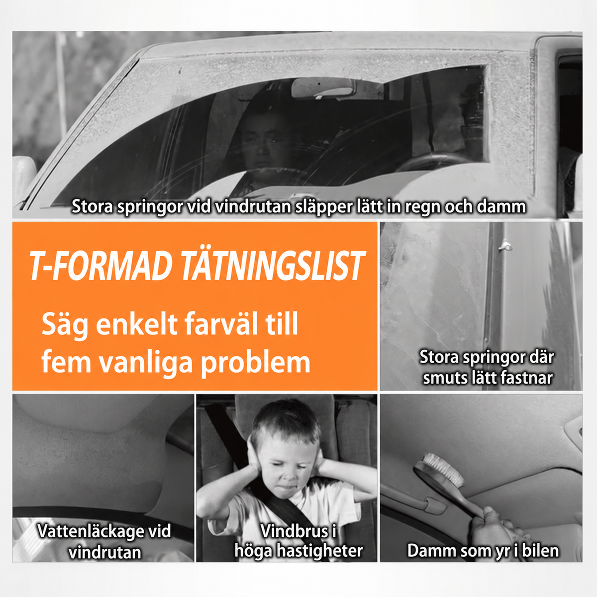 Måttanpassningsbar tätningslist i gummi för bilen