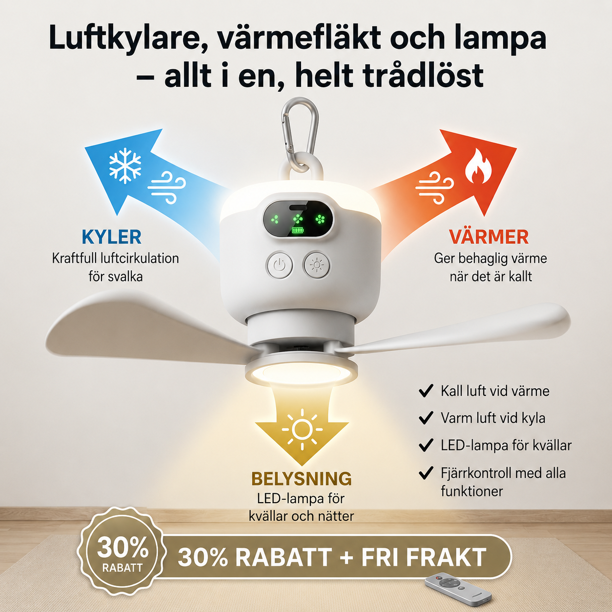 NordBreeze™ | Hängande Campingfläkt för Svala Nätter