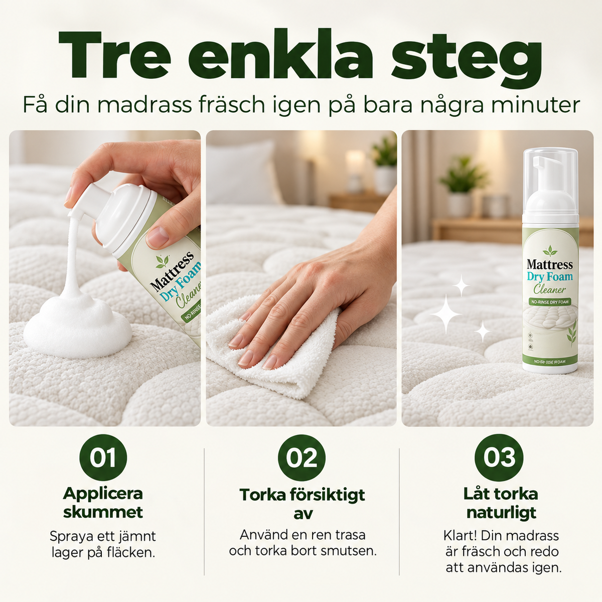 Torrskumsrengöring för madrasser – vattenfri fläckborttagning