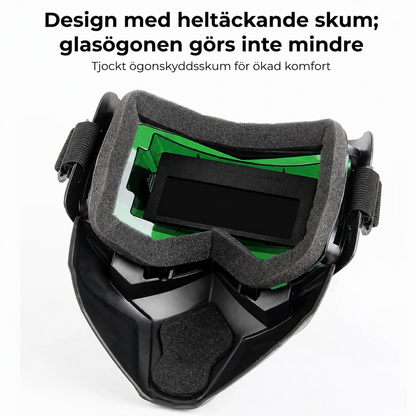Svetsmask med automatisk nedbländning och kolfilter