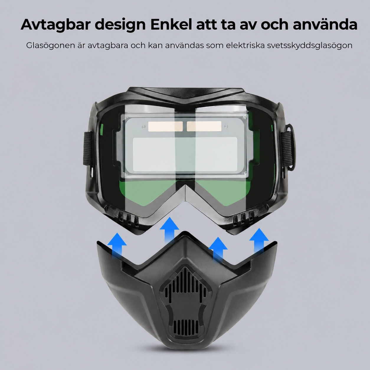 Svetsmask med automatisk nedbländning och kolfilter