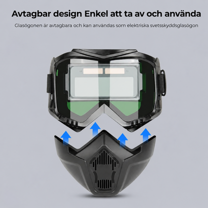 Svetsmask med automatisk nedbländning och kolfilter