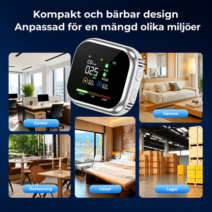6-i-1 smart säkerhetsdetektor – upptäcker upp till 12 olika gaser
