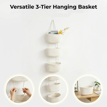 3-Nivå Vägg-Hängande Förvaring – Boho Rep & Utrymmesbesparare