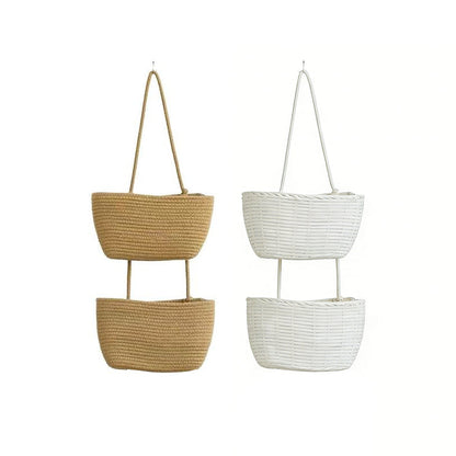 3-Nivå Vägg-Hängande Förvaring – Boho Rep & Utrymmesbesparare