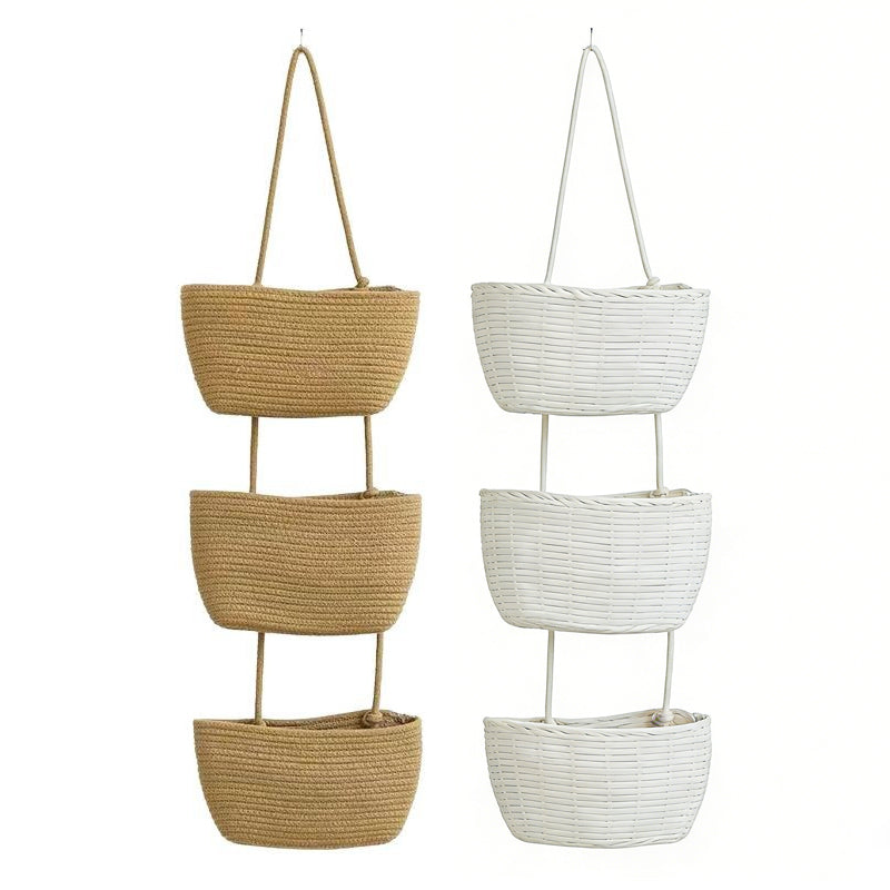 3-Nivå Vägg-Hängande Förvaring – Boho Rep & Utrymmesbesparare