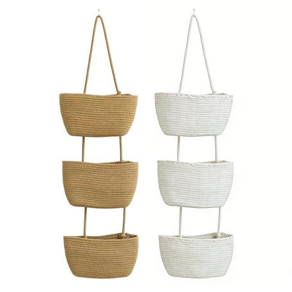 3-Nivå Vägg-Hängande Förvaring – Boho Rep & Utrymmesbesparare