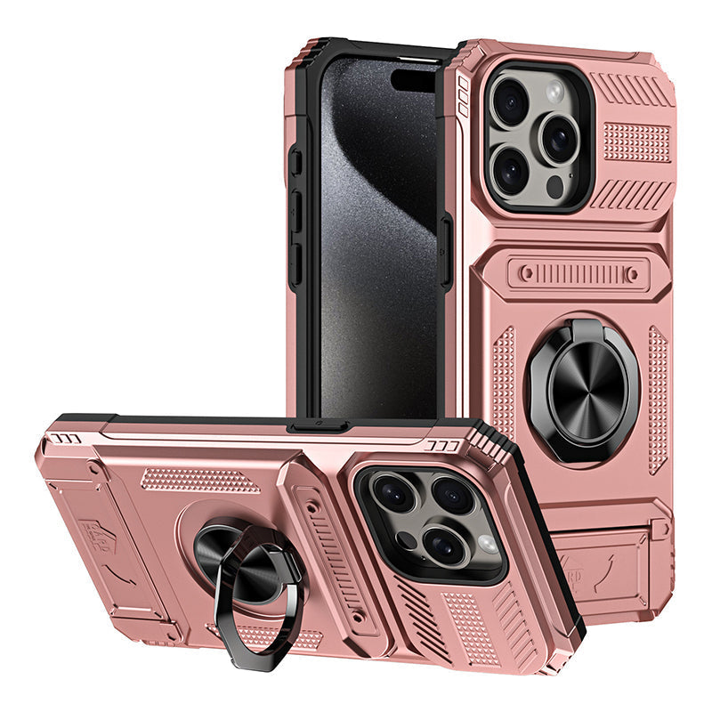 Mobilskal med korthållare och ringhållare för iPhone