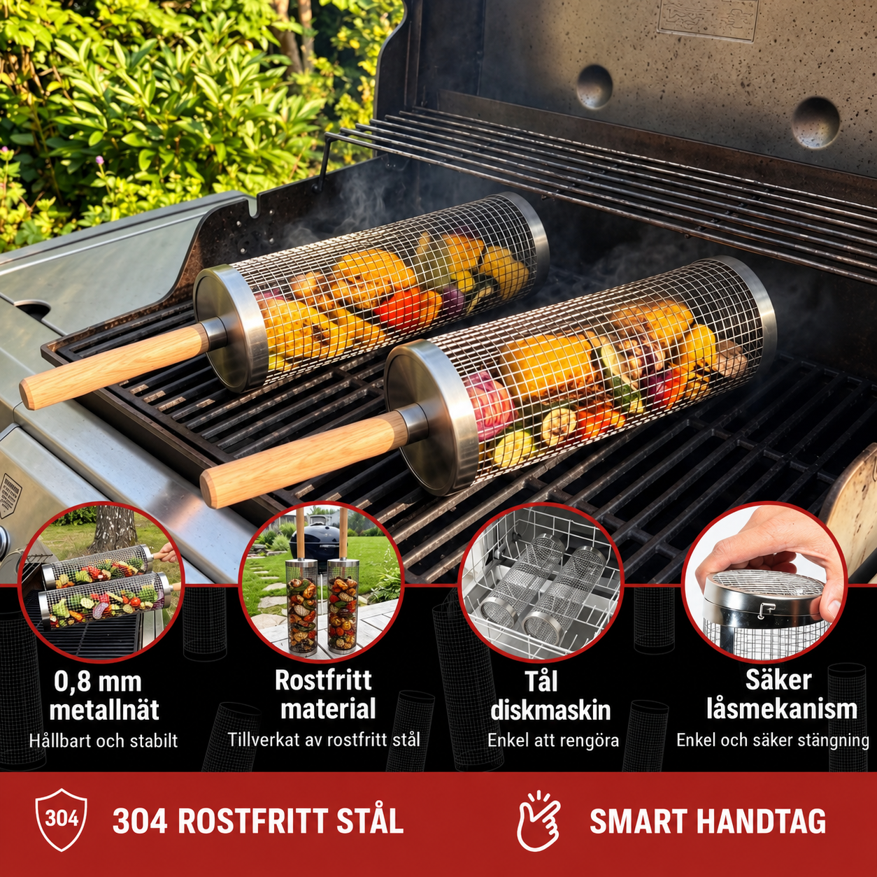 Roterande Grillkorg